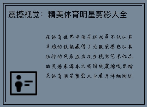 震撼视觉：精美体育明星剪影大全